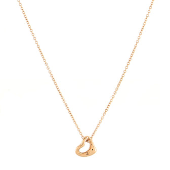 Tiffany & Co. Elsa Peretti Open Heart Pendant Necklace 18K Rose Gold 7mm