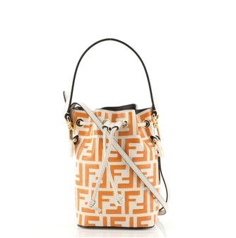 Fendi Mon Tresor Bucket Bag Zucca Embossed Leather Mini