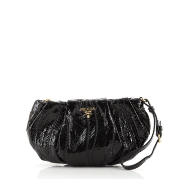 Prada Wristlet Clutch Pleated Vernice Naplak
