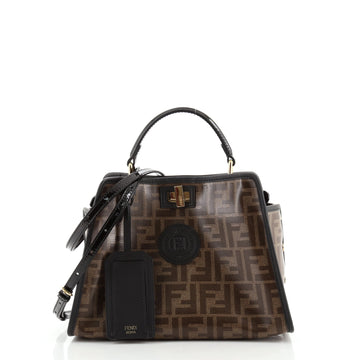 Fendi Peekaboo Defender Bag Zucca Coated Canvas and Patent Mini