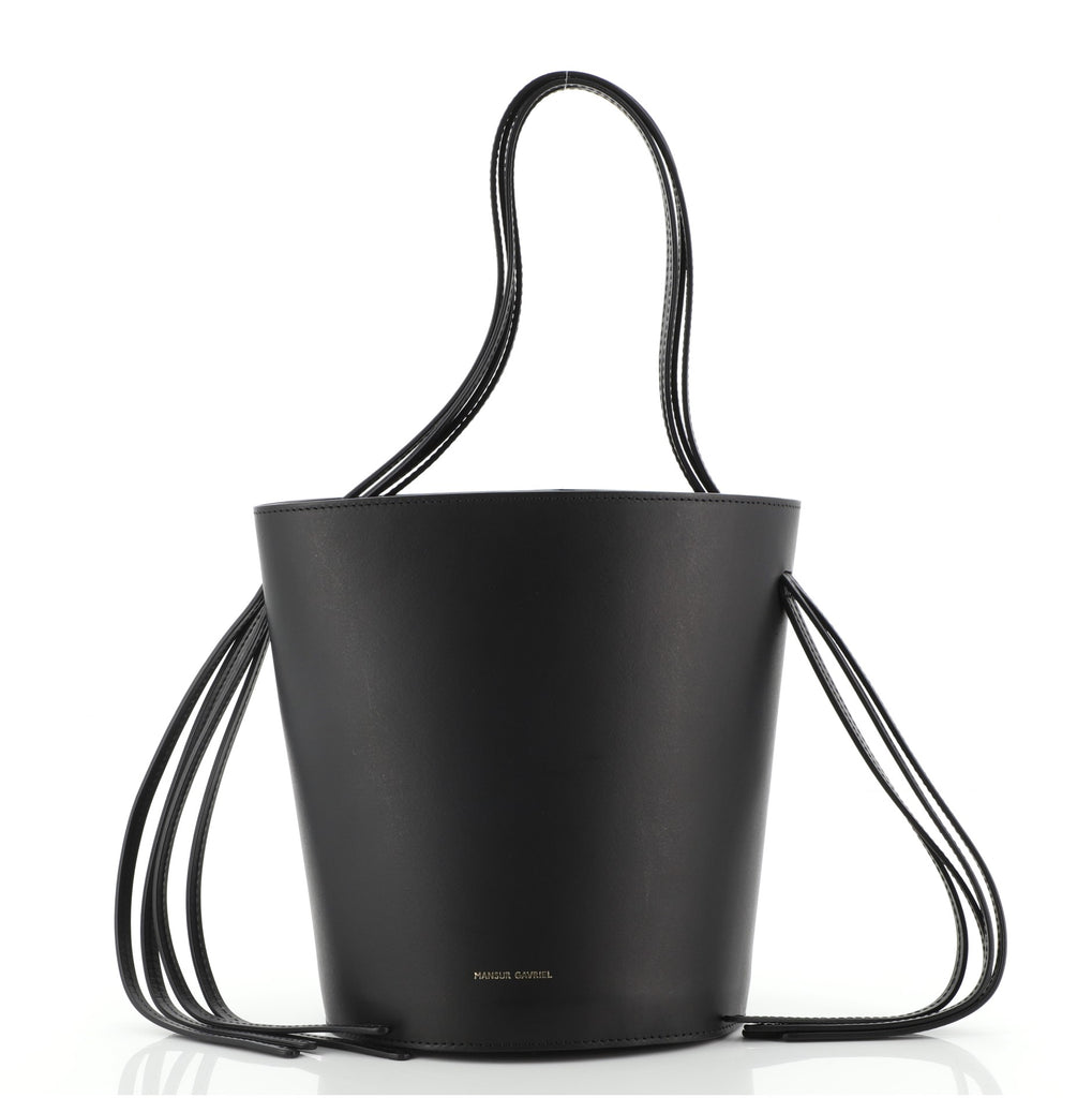 Mansur Gavriel Bucket Bag Black/Royal Coated Leather Medium Crossbody