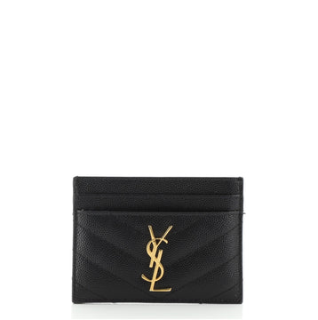 Saint Laurent Classic Monogram Card Holder Matelasse Chevron Leather