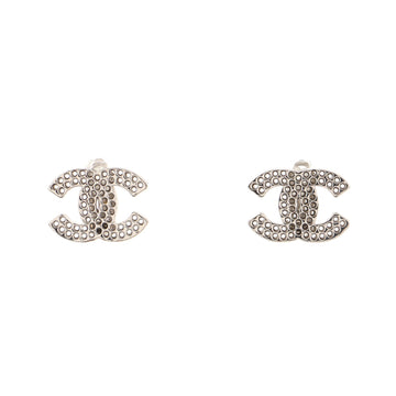 Chanel CC Stud Earrings Perforated Metal
