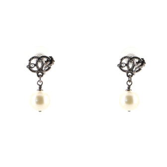 Chanel CC Drop Earrings Metal and Faux Pearl