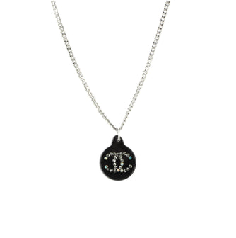 Chanel CC Round Pendant Necklace Crystal Embellished Resin and Metal