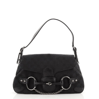 Gucci Horsebit Flap Shoulder Bag GG Canvas Medium