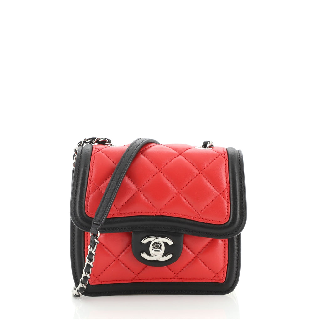 Chanel Graphic Flap Bag Quilted Calfskin Mini Black 7635149