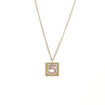 Chanel No.5 Square Pendant Necklace Crystal Embellished Metal