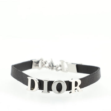 Christian Dior Logo Bracelet Leather and Metal Thin