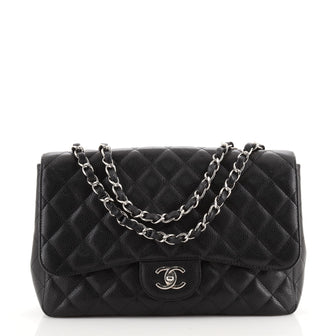 Chanel Classic Single Flap Bag Quilted Caviar Jumbo