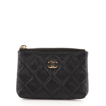 Chanel Zipped Key Holder Quilted Caviar