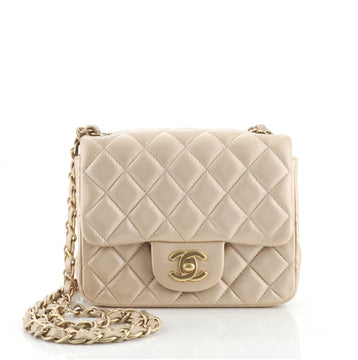 Chanel Square Classic Single Flap Bag Quilted Metallic Lambskin Mini