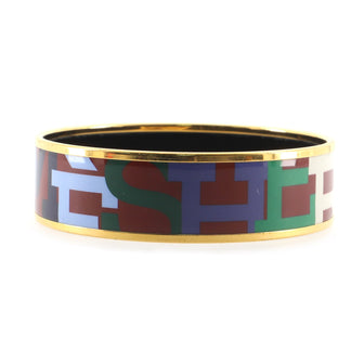 Hermes Bangle Bracelet Printed Enamel Wide