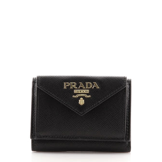 Prada Envelope Trifold Wallet Saffiano Leather Mini