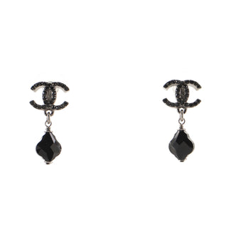 Chanel CC Drop Earrings Rhinestones Beads and Metal