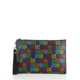 Gucci Wristlet Clutch Psychedelic Print GG Coated Canvas