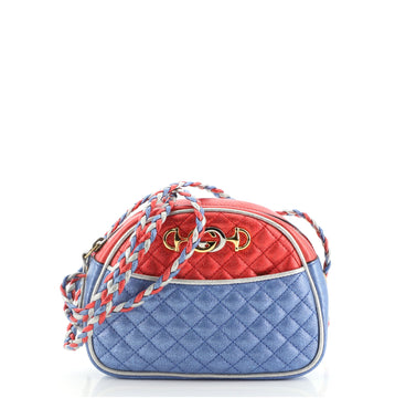 Gucci Trapuntata Camera Shoulder Bag Quilted Laminated Leather Mini