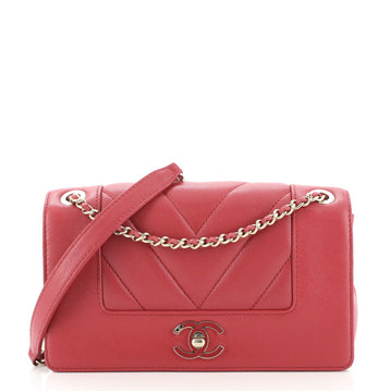 Chanel Mademoiselle Vintage Flap Bag Chevron Sheepskin Small