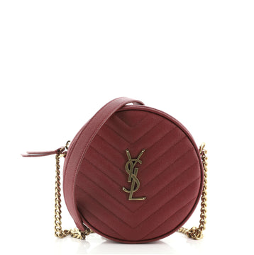 Saint Laurent Vinyle Round Camera Bag Matelasse Chevron Leather