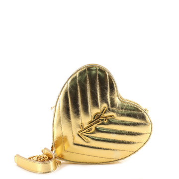 Saint Laurent Love Heart Chain Bag Matelasse Chevron Leather Small