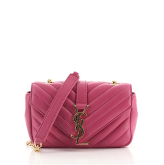 Saint Laurent Classic Monogram College Bag Matelasse Chevron Leather Baby