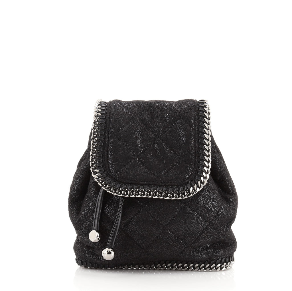 falabella mini backpack white Stella McCartney Falabella Backpack Quilted Shaggy Deer Mini 76353