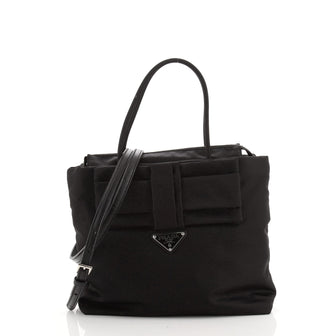 Prada Bow Convertible Zip Tote Tessuto Small
