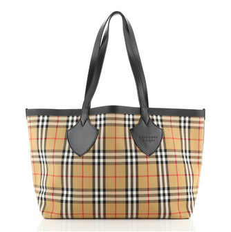 Burberry Reversible Giant Tote Vintage Check Canvas Medium