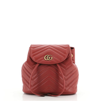 Gucci GG Marmont Drawstring Backpack Matelasse Leather Mini