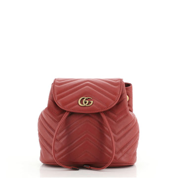 Gucci GG Marmont Drawstring Backpack Matelasse Leather Mini