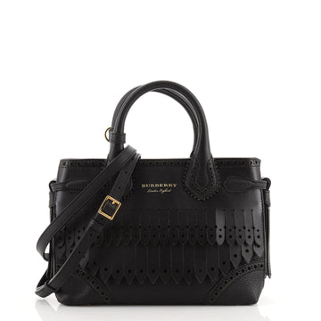 Burberry Brogue Banner Tote Fringed Leather Mini