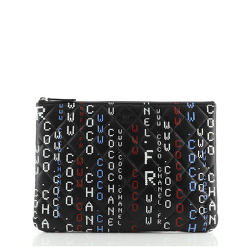 Chanel Data Center O Case Clutch Quilted Printed Lambskin Medium