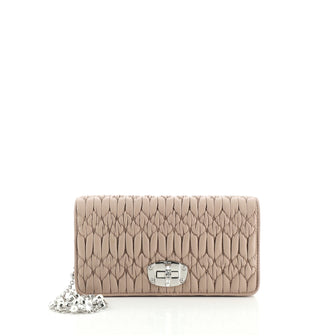 Miu Miu Crystal Turnlock Chain Wallet Matelasse Leather