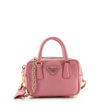 Prada Convertible Chain Bowler Bag Saffiano Leather Mini