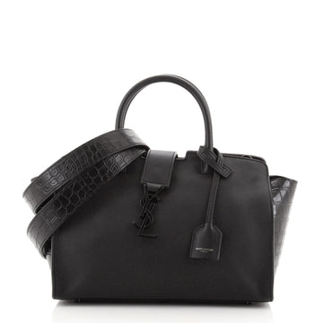Saint Laurent Monogram Cabas Downtown Leather with Crocodile Embossed Leather Baby