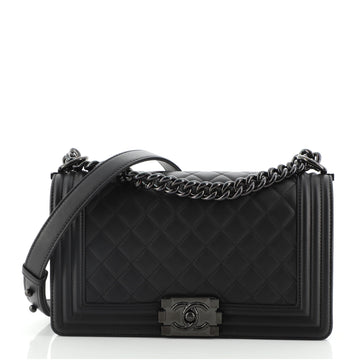 Chanel So Black Boy Flap Bag Quilted Lambskin Old Medium