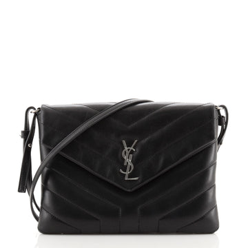 Saint Laurent LouLou Tablet Holder Flap Bag Matelasse Chevron Leather