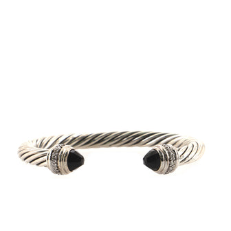 David Yurman Cable Classic Bracelet Sterling Silver with Onyx and Diamonds 7mm