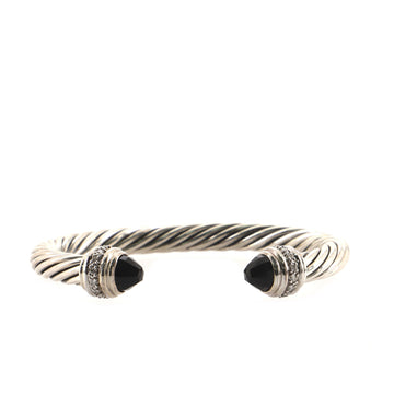 David Yurman Cable Classic Bracelet Sterling Silver with Onyx and Diamonds 7mm