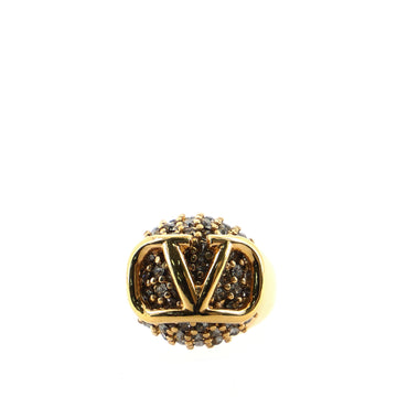 Valentino VLogo Ring Crystal Embellished Metal