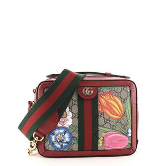 Gucci Ophidia Zip Around Camera Bag Flora GG Coated Canvas Small