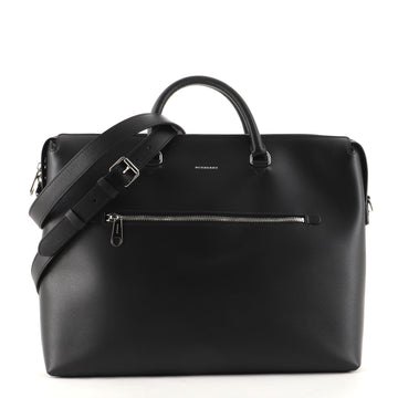 Burberry Front Zip Pocket Convertible Briefcase Leather Large