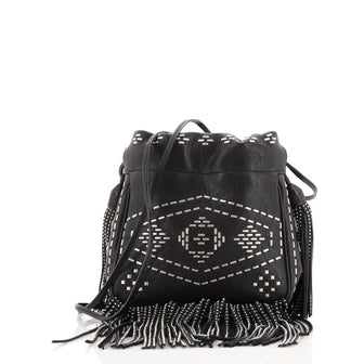 Saint Laurent Helena Bucket Bag Studded Leather Small