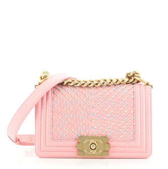 Chanel By The Sea Boy Flap Bag Chevron Embroidered Calfskin Small