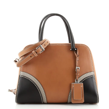 Prada Convertible Satchel Stitched City Calf Medium
