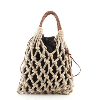 Prada Knotted Cord Frame Bag Nylon with Braided Leather Medium