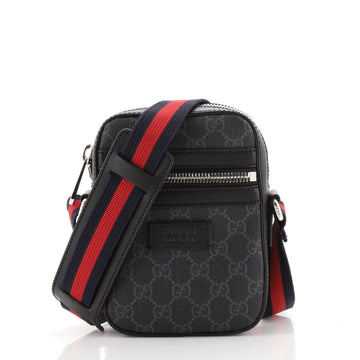 Gucci Web Strap Front Zip Messenger Bag GG Coated Canvas Mini