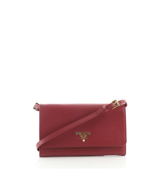Prada Wallet on Strap Vernice Saffiano Leather Small