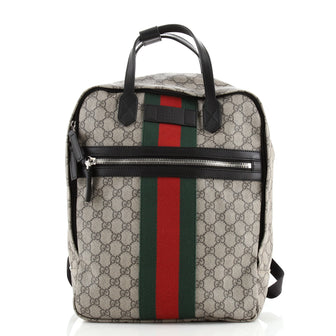 Gucci Web Zip Handle Backpack GG Coated Canvas