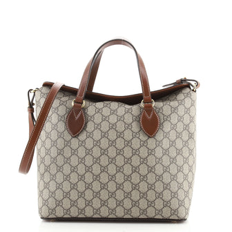 Gucci Signature Fold Over Tote GG Coated Canvas Medium